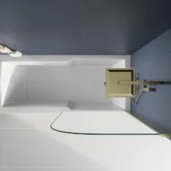 Drench Keyhole Shower Bath & Brushed Brass Shower Screen