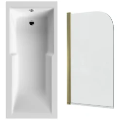 Drench Keyhole Shower Bath & Brushed Brass Shower Screen