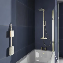 Drench Keyhole Shower Bath & Brushed Brass Shower Screen