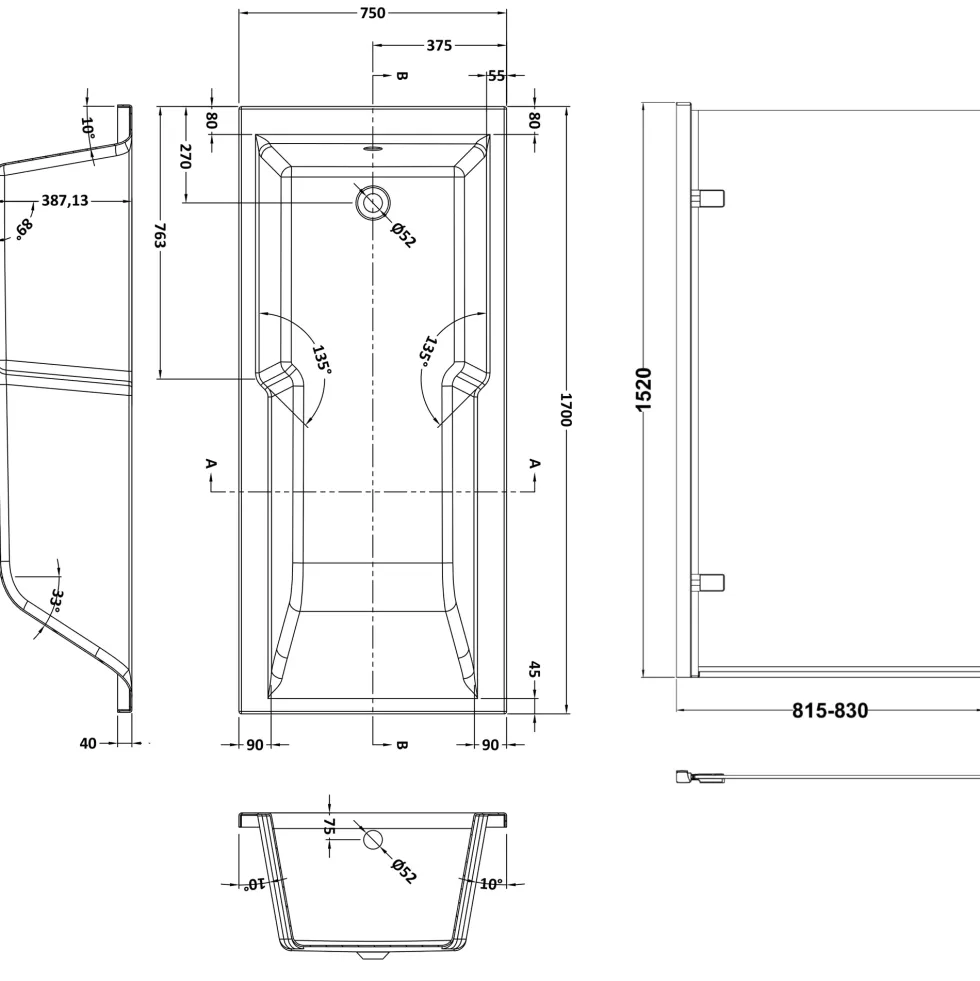 Drench Keyhole Shower Bath & Shower Screen