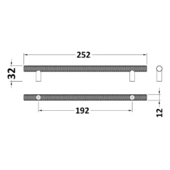Drench Knurled T Bar Furniture Handle - 192mm Centres