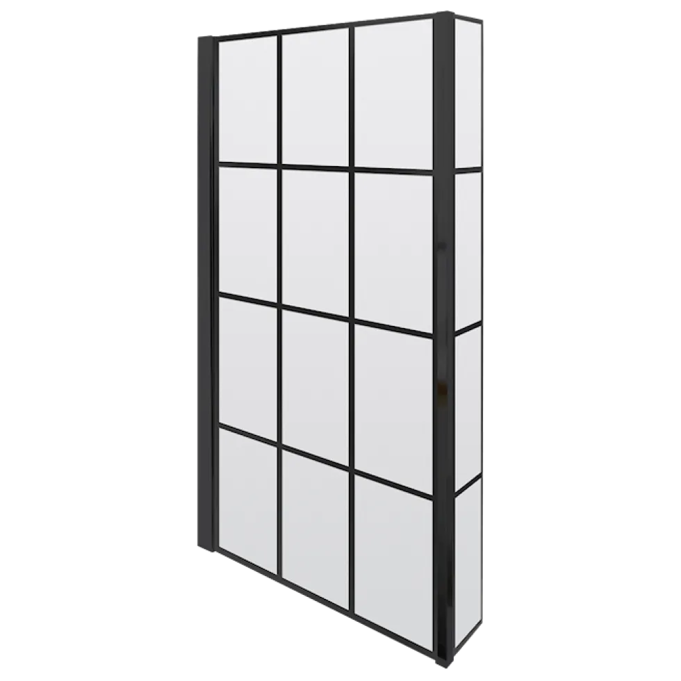 Drench L Shaped Shower Bath with Black Grid Shower Screen & Panel - 1700mm