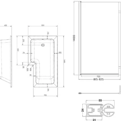 Drench L Shaped Shower Bath with Panel and Shower Screen - 1500mm
