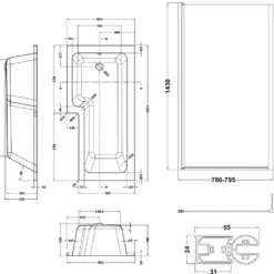 Drench L Shaped Shower Bath with Panel and Shower Screen - 1700mm
