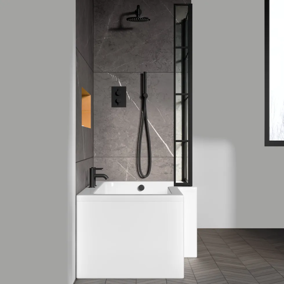 Drench L Shaped Shower Bath with Panel and Shower Screen - 1700mm