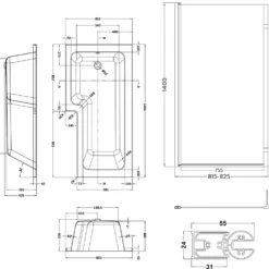 Drench L Shaped Shower Bath with Panel and Shower Screen - 1700mm