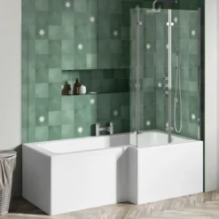 Drench L Shaped Shower Bath with Panel and Shower Screen - 1700mm
