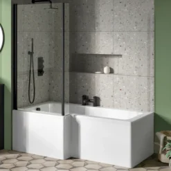 Drench L Shaped Shower Bath with Panel and Shower Screen - 1700mm
