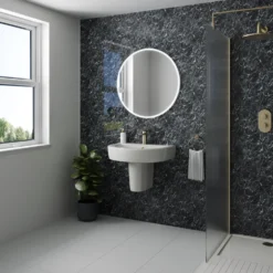 Drench Naturals Black Marble PVC Waterproof Bathroom Wall Panel - 1000 x 2400mm