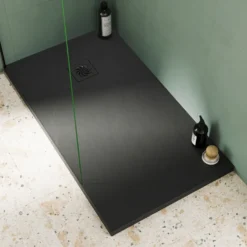 Drench Naturals Black Thin Slate-Effect Rectangular Shower Tray - 11 Sizes