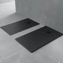 Drench Naturals Black Thin Slate-Effect Rectangular Shower Tray - 11 Sizes