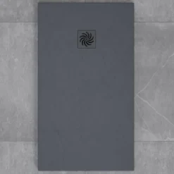 Drench Naturals Dark Grey Thin Slate-Effect Rectangular Shower Tray - 4 Sizes
