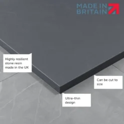 Drench Naturals Dark Grey Thin Slate-Effect Rectangular Shower Tray - 4 Sizes