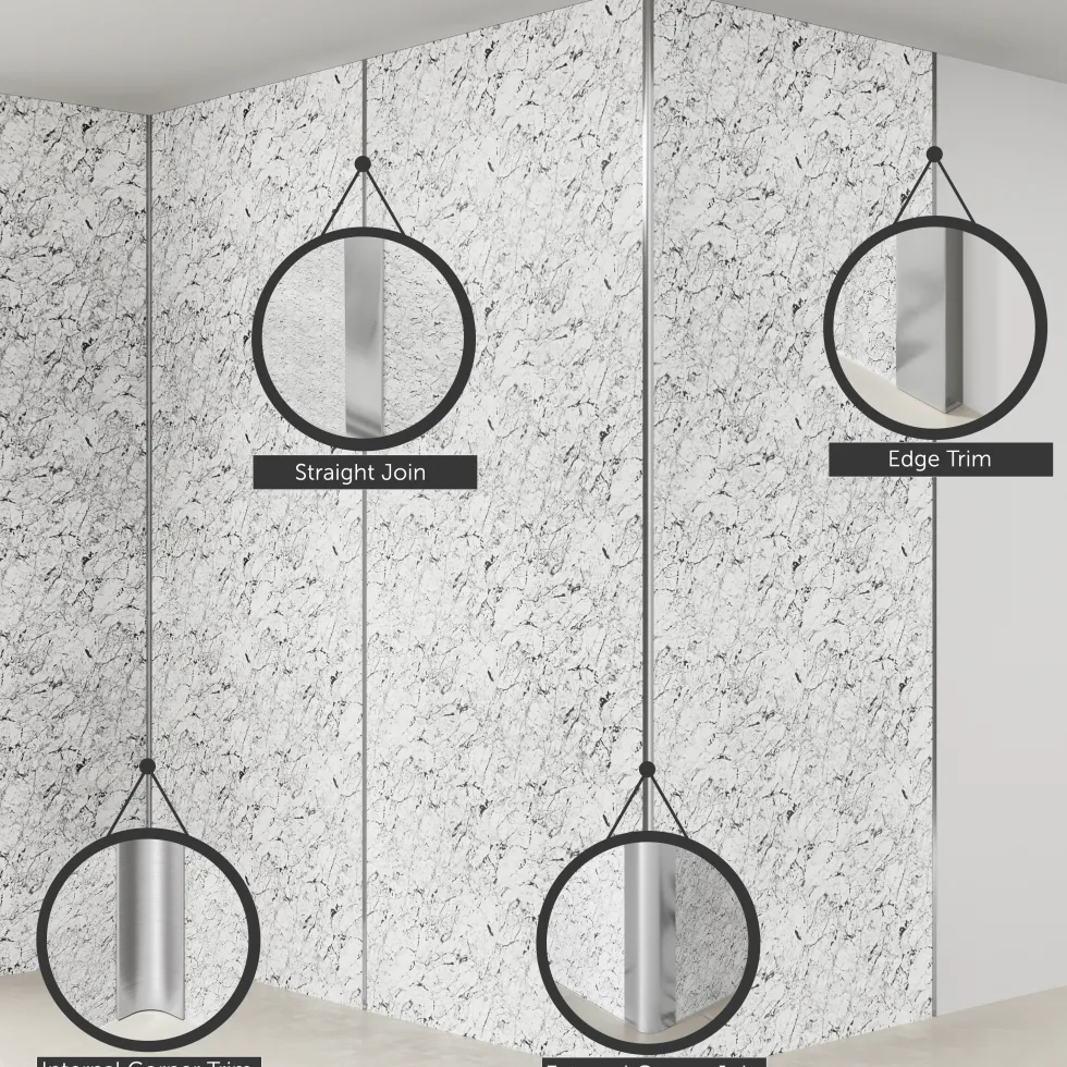 Drench Naturals Matt Grey Marble PVC Waterproof Bathroom Wall Panel - 1000 x 2400mm