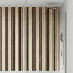 Drench Naturals Oak & Black Slatted Wood Waterproof Bathroom Wall Panel - 3 pack