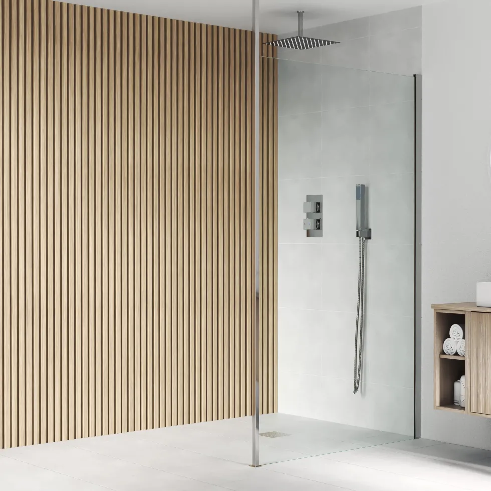 Drench Naturals Oak Slatted Wood Waterproof Bathroom Wall Panel - 3 pack