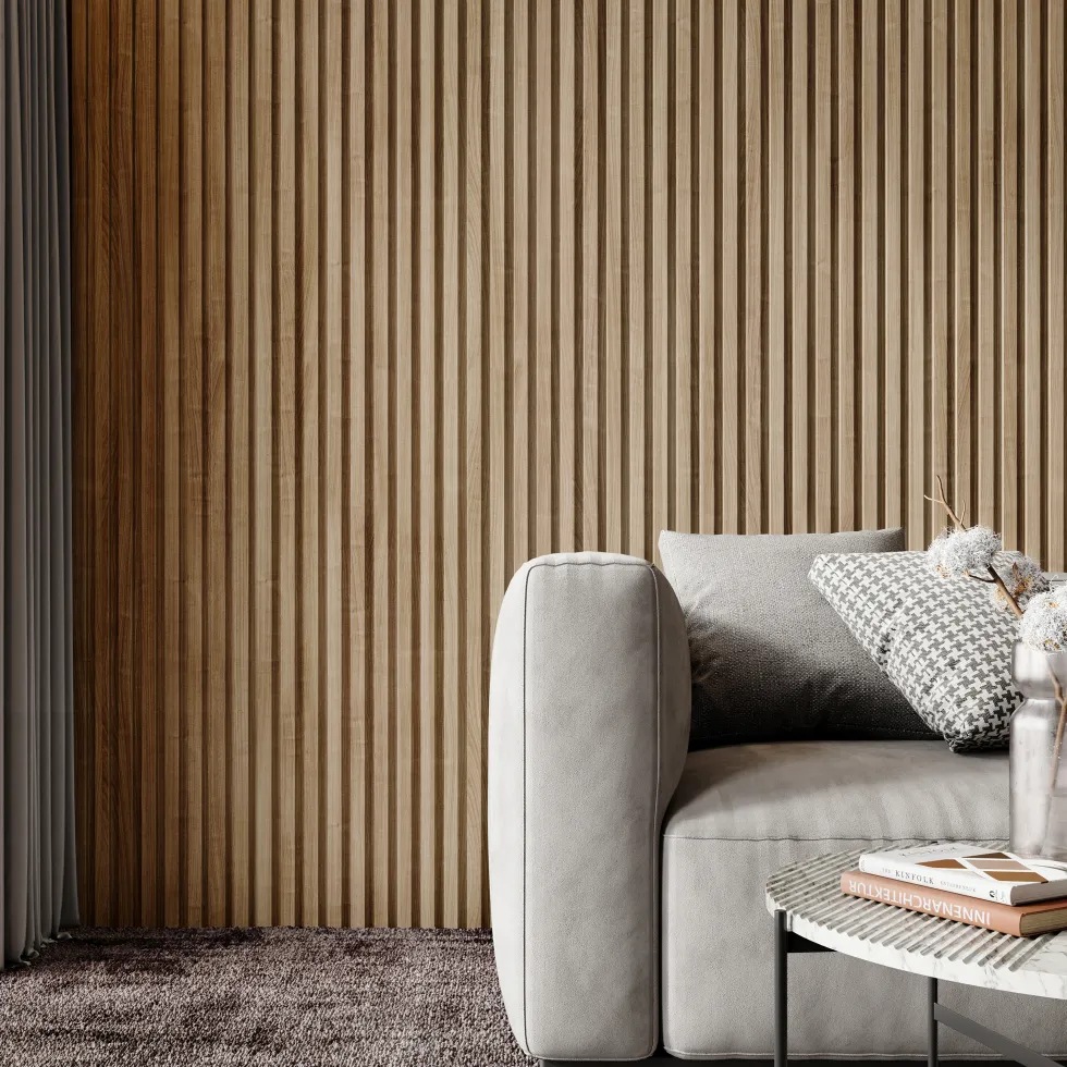 Drench Naturals Oak Slatted Wood Waterproof Bathroom Wall Panel - 3 pack