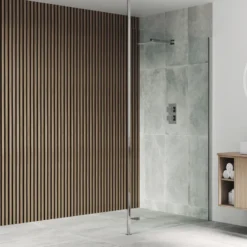 Drench Naturals Walnut & Black Slatted Wood Waterproof Bathroom Wall Panel - 3 pack