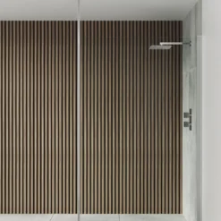 Drench Naturals Walnut & Black Slatted Wood Waterproof Bathroom Wall Panel - 3 pack