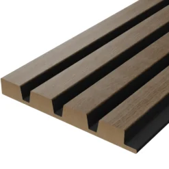 Drench Naturals Walnut & Black Slatted Wood Waterproof Bathroom Wall Panel - 3 pack
