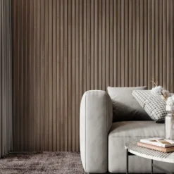 Drench Naturals Walnut Slatted Wood Waterproof Bathroom Wall Panel - 3 pack