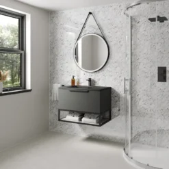 Drench Naturals White Granite PVC Waterproof Bathroom Wall Panel - 1000 x 2400mm