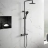 Drench Noir Matt Black Round Exposed Height-Adjustable Rigid Riser Rail Shower System
