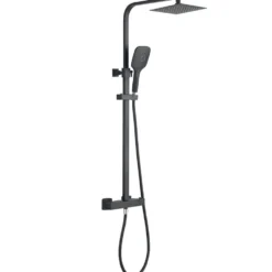 Drench Noir Matt Black Square Exposed Height-Adjustable Rigid Riser Rail Shower System