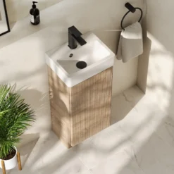 Drench Origin 340mm Fluted Cloakroom Floorstanding Vanity Unit & Basin