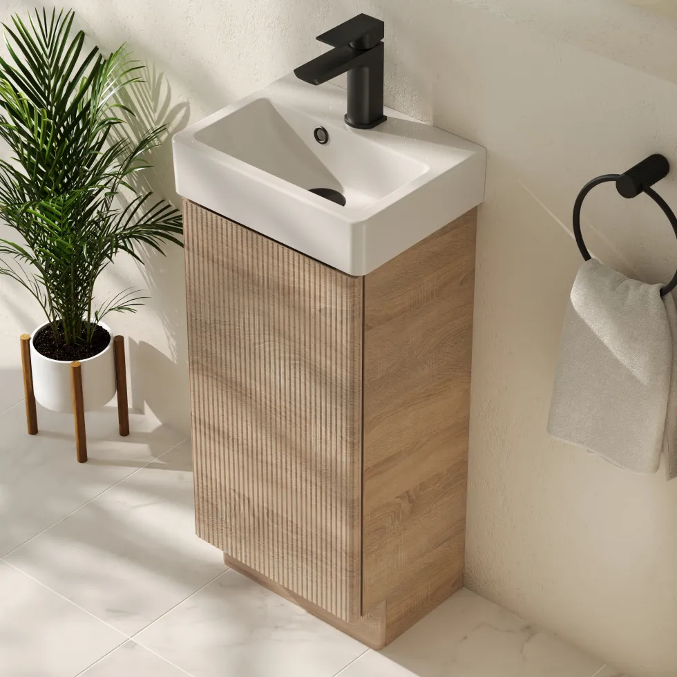 Drench Origin 340mm Fluted Cloakroom Floorstanding Vanity Unit & Basin