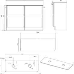 Drench Origin 1200mm Fluted Floorstanding Vanity Unit & Countertop