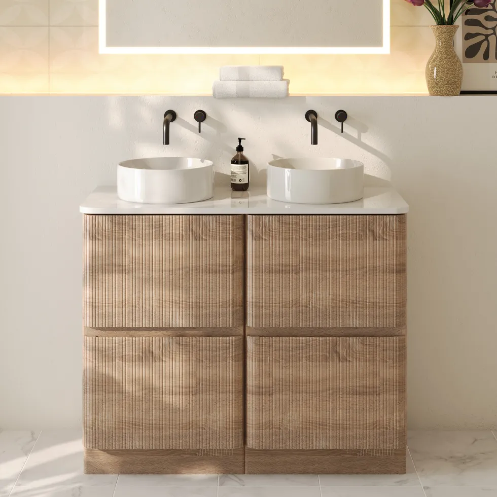 Drench Origin 1000mm Fluted Floorstanding Vanity Unit & Countertop