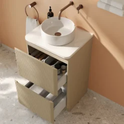 Drench Origin 500mm Fluted Floorstanding Vanity Unit & Countertop