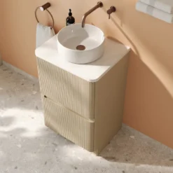 Drench Origin 500mm Fluted Floorstanding Vanity Unit & Countertop
