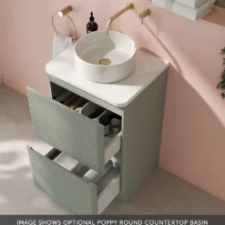Drench Origin 500mm Fluted Floorstanding Vanity Unit & Countertop