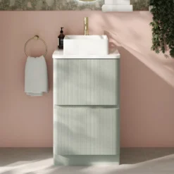 Drench Origin 500mm Fluted Floorstanding Vanity Unit & Countertop