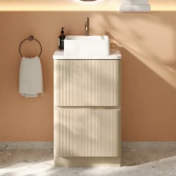 Drench Origin 500mm Fluted Floorstanding Vanity Unit & Countertop