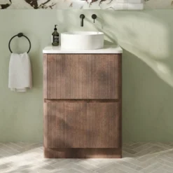 Drench Origin 600mm Fluted Floorstanding Vanity Unit & Countertop