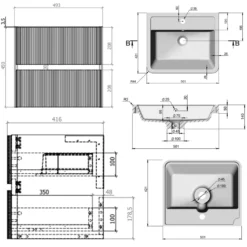 Drench Origin 500mm Fluted Wall Mounted Vanity Unit & Basin