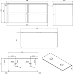 Drench Origin 1000mm Fluted Wall Mounted Vanity Unit & Countertop