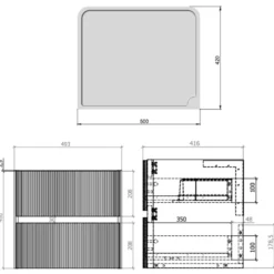 Drench Origin 500mm Fluted Wall Mounted Vanity Unit & Countertop