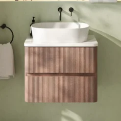 Drench Origin 600mm Fluted Wall Mounted Vanity Unit & Countertop