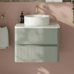 Drench Origin 600mm Fluted Wall Mounted Vanity Unit & Countertop