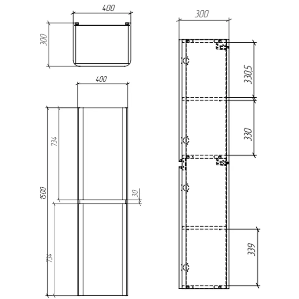 Drench Origin 1500mm Tall Wall Mounted Cabinet