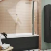 Drench Polished Chrome Curved Corner Bath Screen with Fixed Inline Panel - 1433 x 983mm