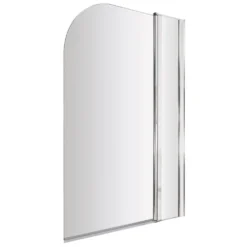 Drench Polished Chrome Curved Corner Bath Screen with Fixed Inline Panel - 1433 x 983mm