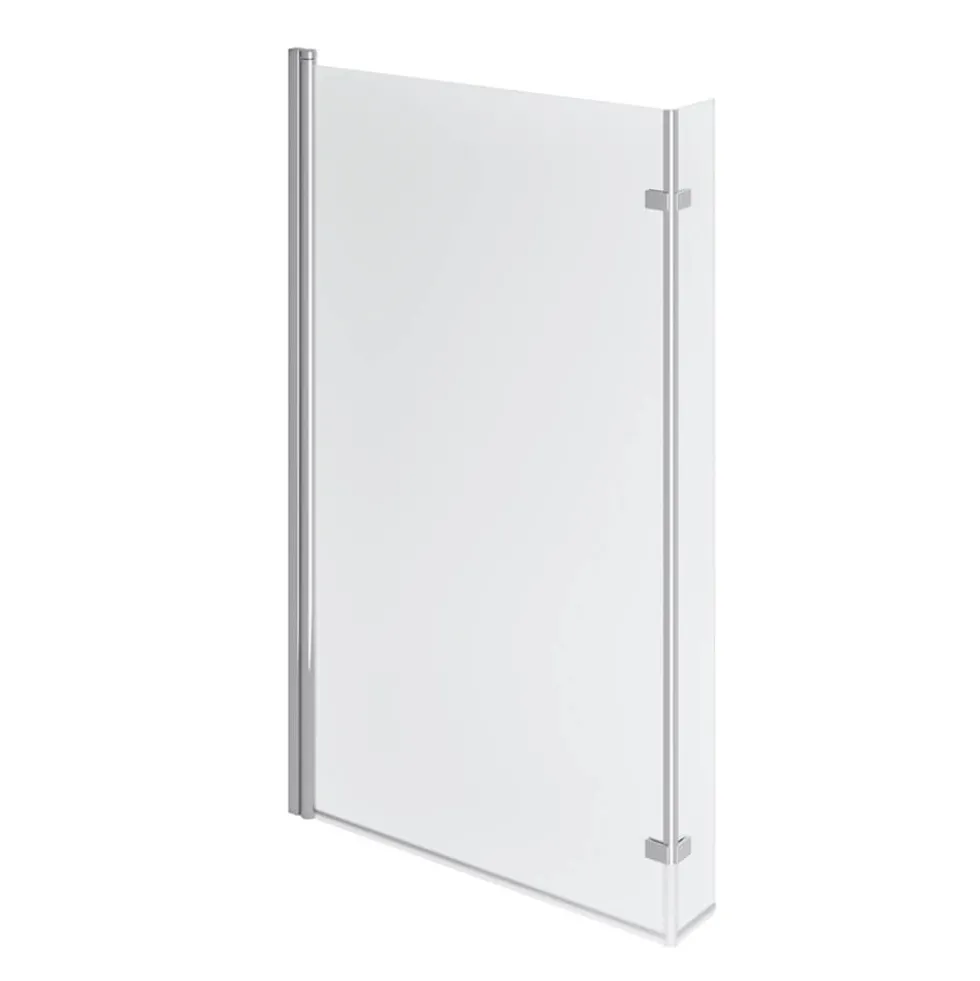 Drench Polished Chrome Hinged L-Shaped Bath Screen with Fixed Return - 1400 x 815mm