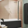 Drench Polished Chrome Square Corner Bath Screen with Fixed Inline Panel - 1435 x 985mm