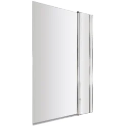 Drench Polished Chrome Square Corner Bath Screen with Fixed Inline Panel - 1435 x 985mm