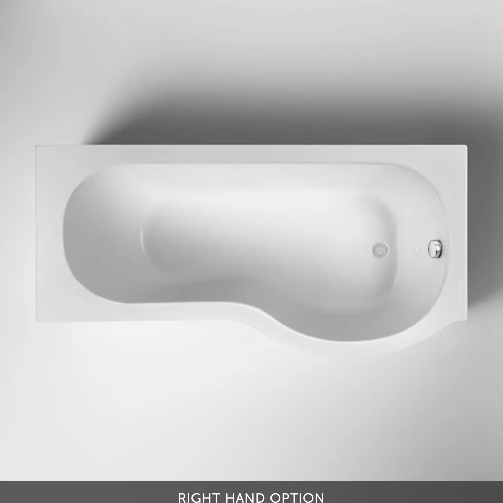 Drench P Shaped Shower Bath with Front Panel and Shower Screen - 1500mm
